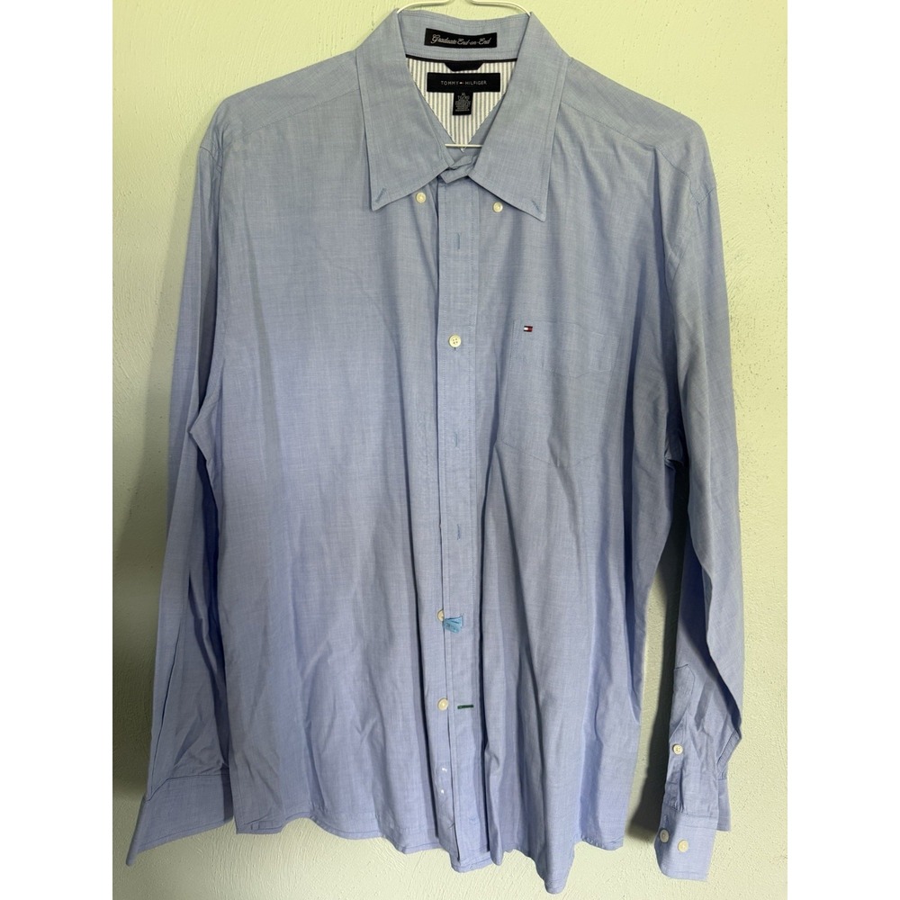 Tommy Hilfiger long-sleeve button-down shirt collared sz XL Graduate End On End